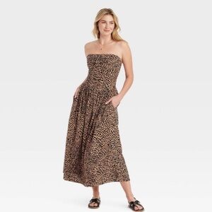 Universal Thread Brown Tan Smocked Strapless Sundress